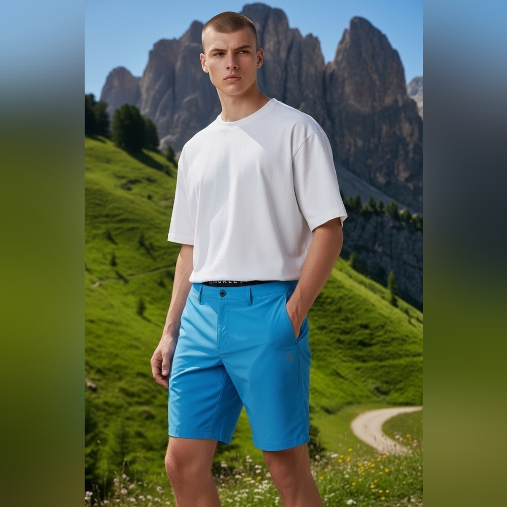 Hurley All Day Hybrid Golf Shorts Mens 38 Blue Quick Dry Reflective Stretch